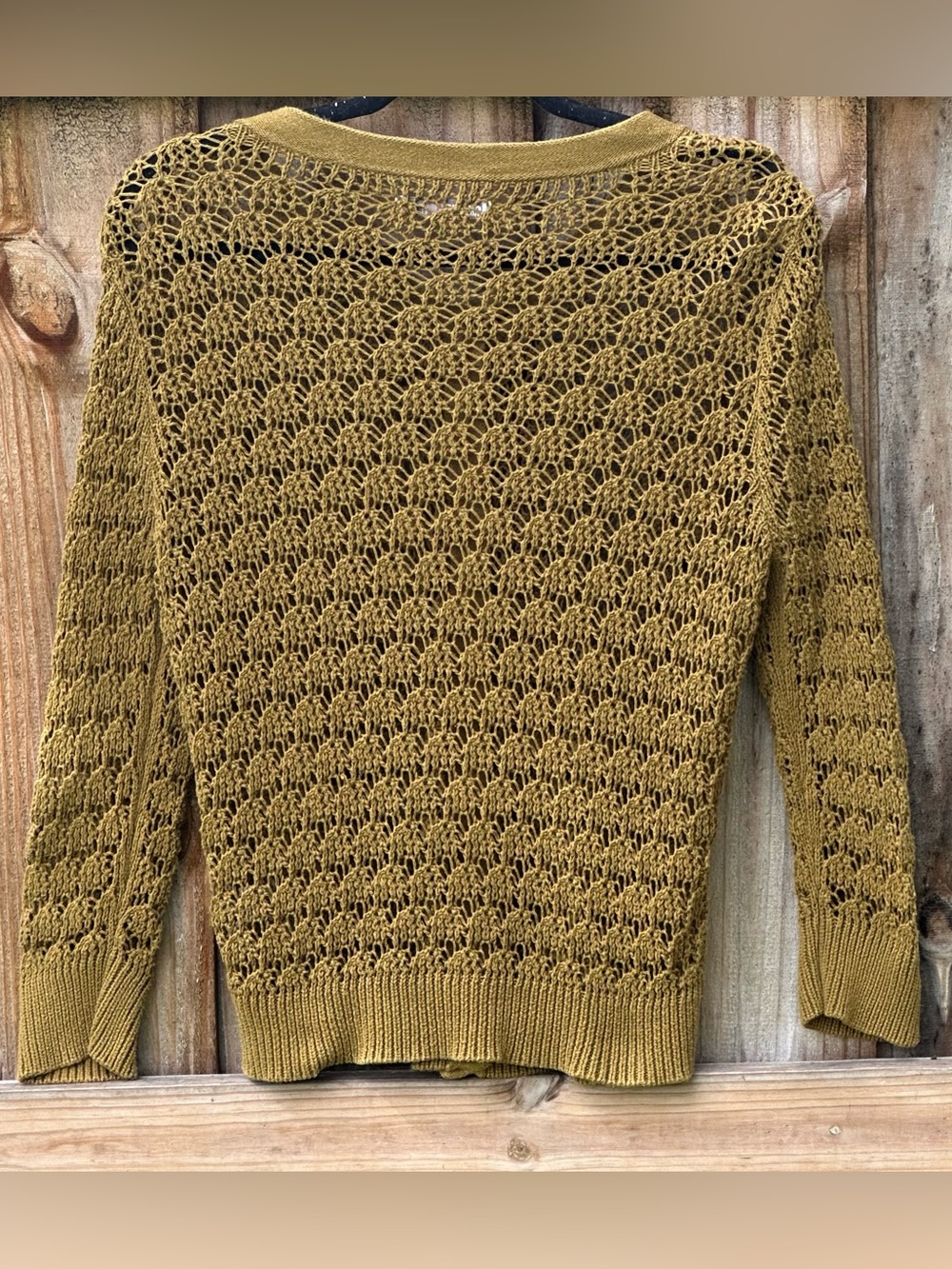 Old Navy Olive Open-Knit Crochet Cardigan Sweater Size Large Fall - Picture 4 of 4